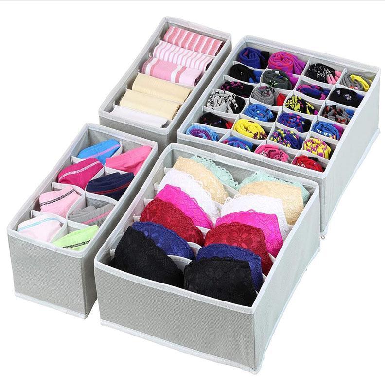 Foldable Drawer Organizer Divider Foldable Closet Storage Organization Basket and Fabric Bins for Clothes Socks Underwear Bras