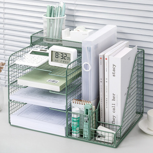 Desk Organizer with Vertical File Racks Office Organization Storage with Drawer Pen Holder Paper Organizer