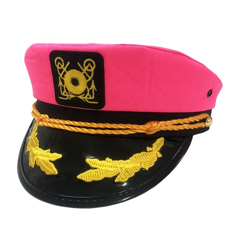 Wholesale Unisex Yacht Captain Sailor Hat in Pink Green Purple White Blue Cotton Polyester Material for Festival Bride Be Party