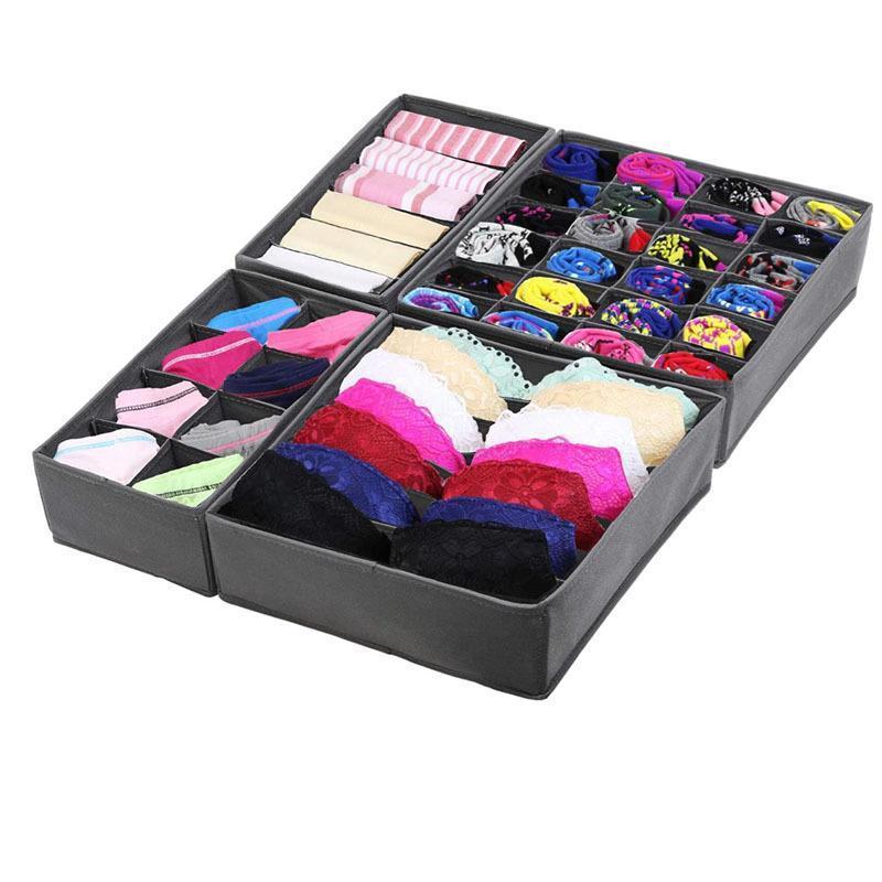 Foldable Drawer Organizer Divider Foldable Closet Storage Organization Basket and Fabric Bins for Clothes Socks Underwear Bras