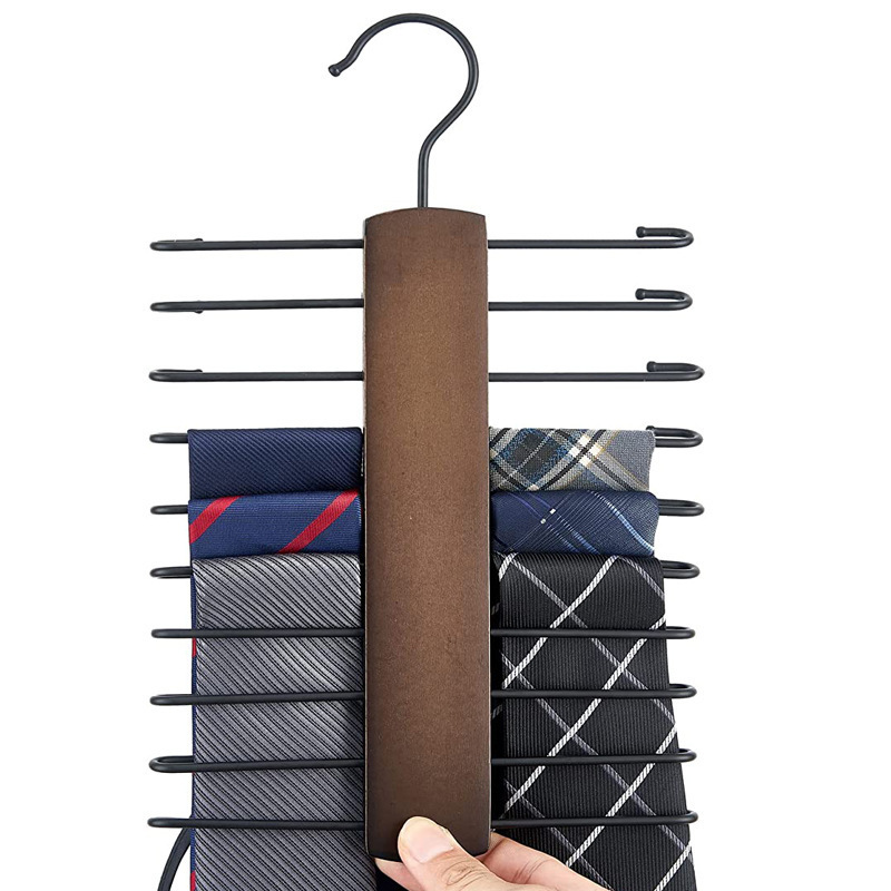 Wholesale Non Slip Wooden Necktie and Belt Hanger Closet Organizer and Storage Rack