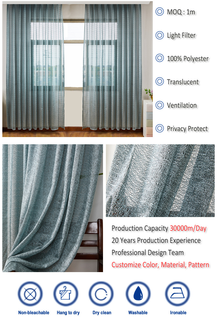 Wholesale Rococo Style French windows Embroidered Decorative Breathable Blue Jacquard Drapes sheer curtain fabrics luxurious