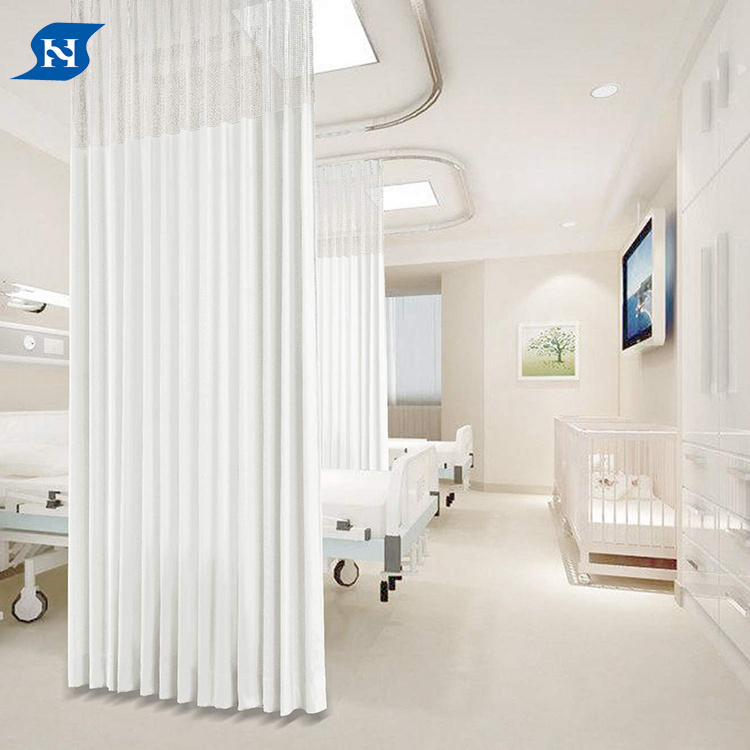 Cubicle clinic partition disposable divider medical flame retardant hospital curtain fabric white