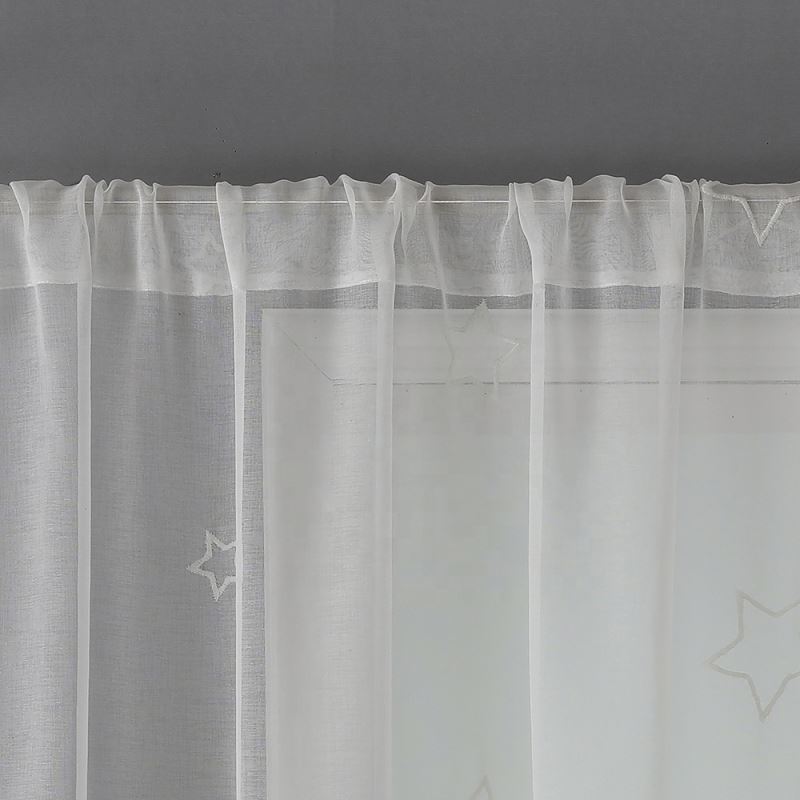 New Trend Fancy Twinkle Star Recycle Window Panel Luminous Glow in the Dark Embroidery Sheer Window Curtain for Kids Room