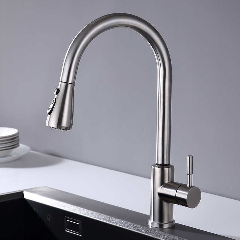 Pull Down Sprayer Kitchen Sink Faucet Stainless Steel Hot Surface Spray Chrome Handle touch control faucet