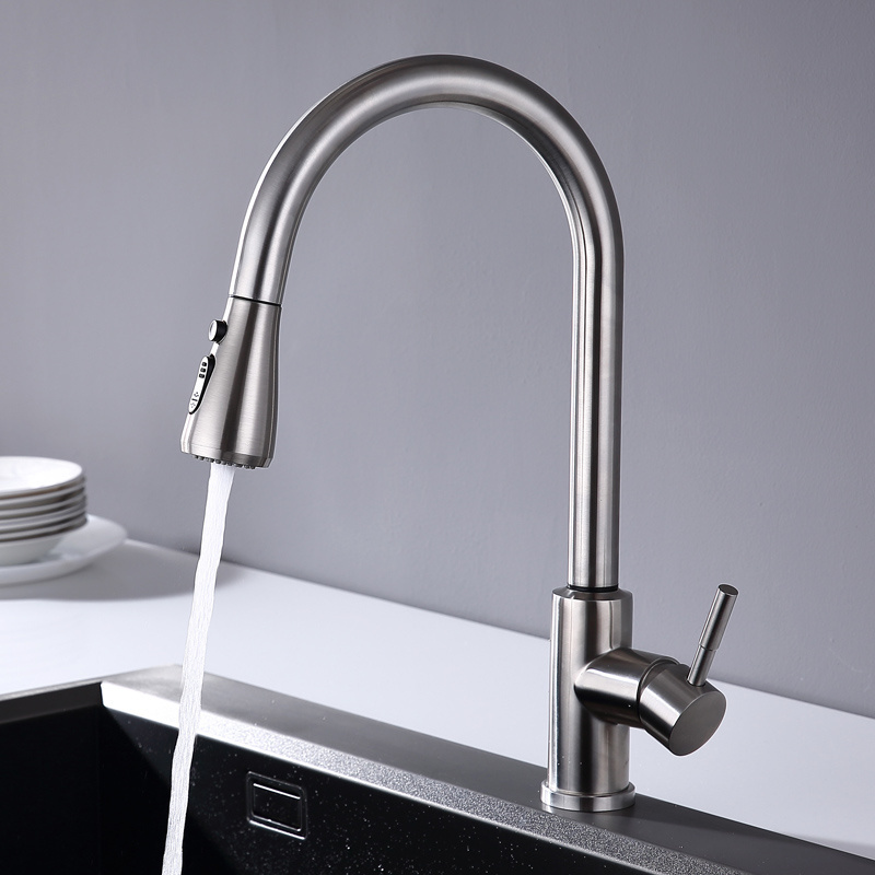 Pull Down Sprayer Kitchen Sink Faucet Stainless Steel Hot Surface Spray Chrome Handle touch control faucet