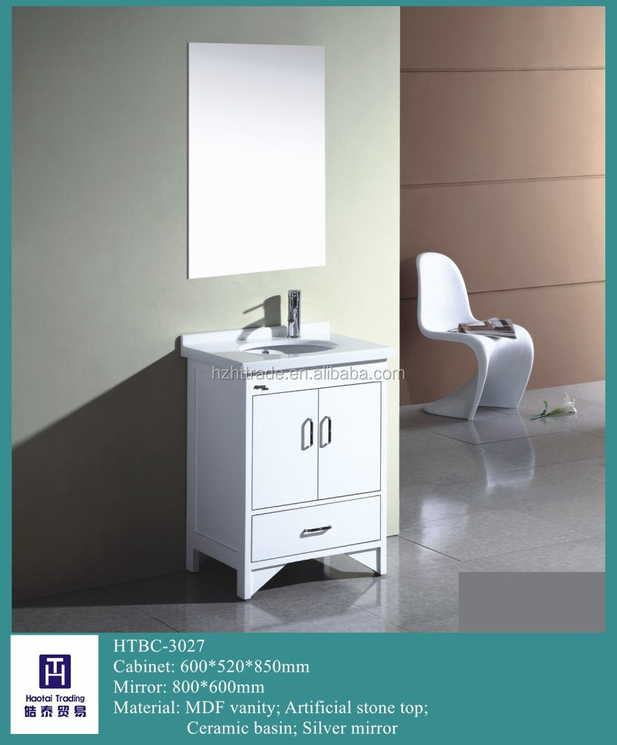 Modern Small Floor-Mounted PVC Bathroom Vanity Combo round Base Cabinet with Mirror and Wash Basin Installation