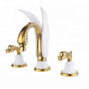 Bathroom use American luxury gold swan wash basin mixer tap faucets