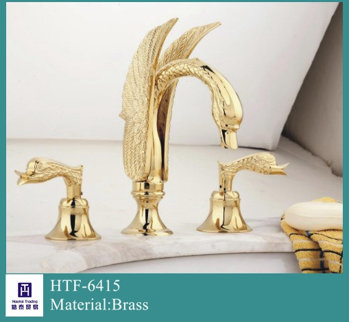 Bathroom use American luxury gold swan wash basin mixer tap faucets