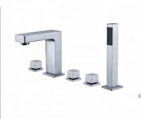 Bathroom with hand shower 5 piece deck mount tub bathtub faucet