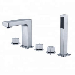 Bathroom with hand shower 5 piece deck mount tub bathtub faucet