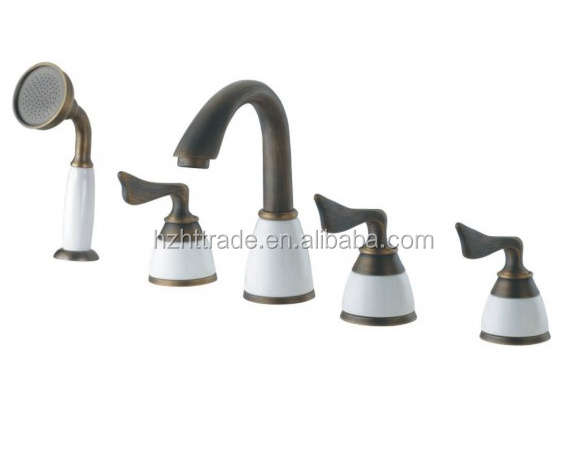 Bathroom with hand shower 5 piece deck mount tub bathtub faucet