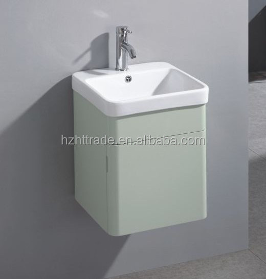 Modern Small Floor-Mounted PVC Bathroom Vanity Combo round Base Cabinet with Mirror and Wash Basin Installation