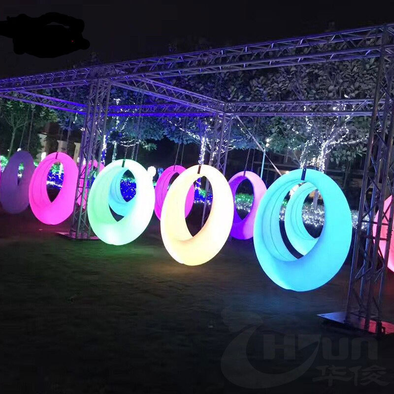 Hot Selling Customized Outdoor LED Children Swings 16 Colors Change RGB LED Swing set