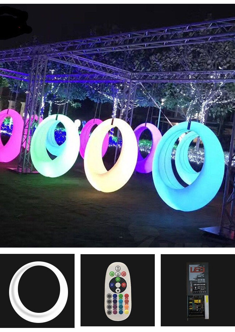 16 Colors Change Garden  Entertainment Hanging Swing Chair Pe Waterproof Light Up Led Swing