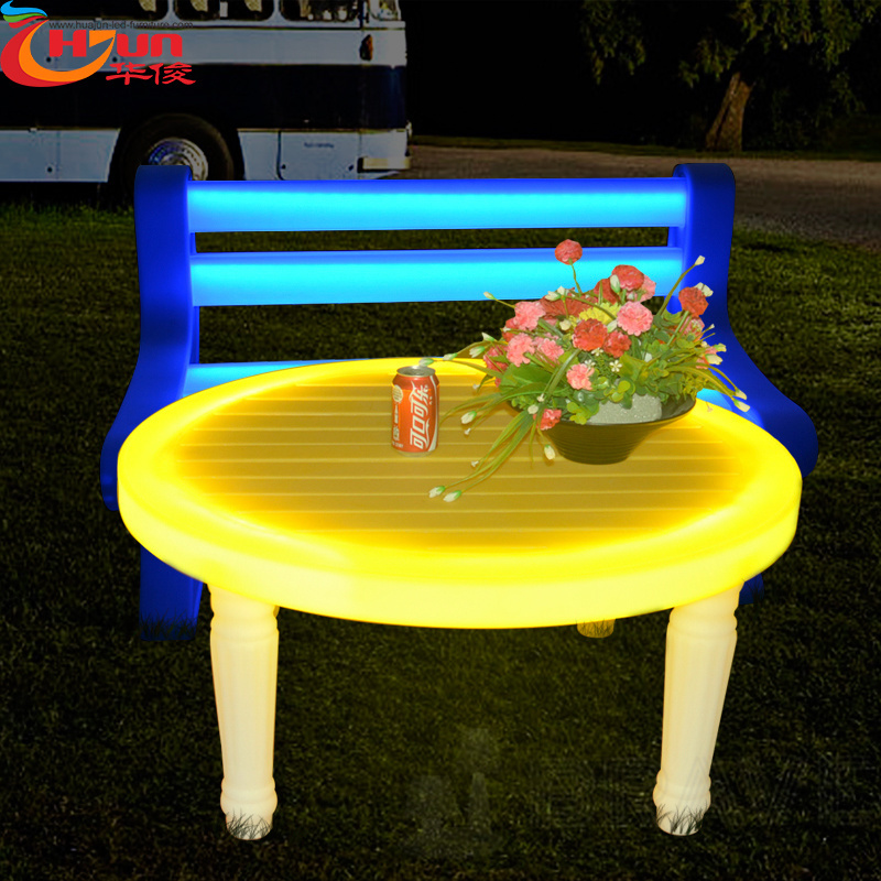 Hot Sale Led Furniture Light Outdoor Plastic Environmental Protection Illuminated Bar Tables And Chair