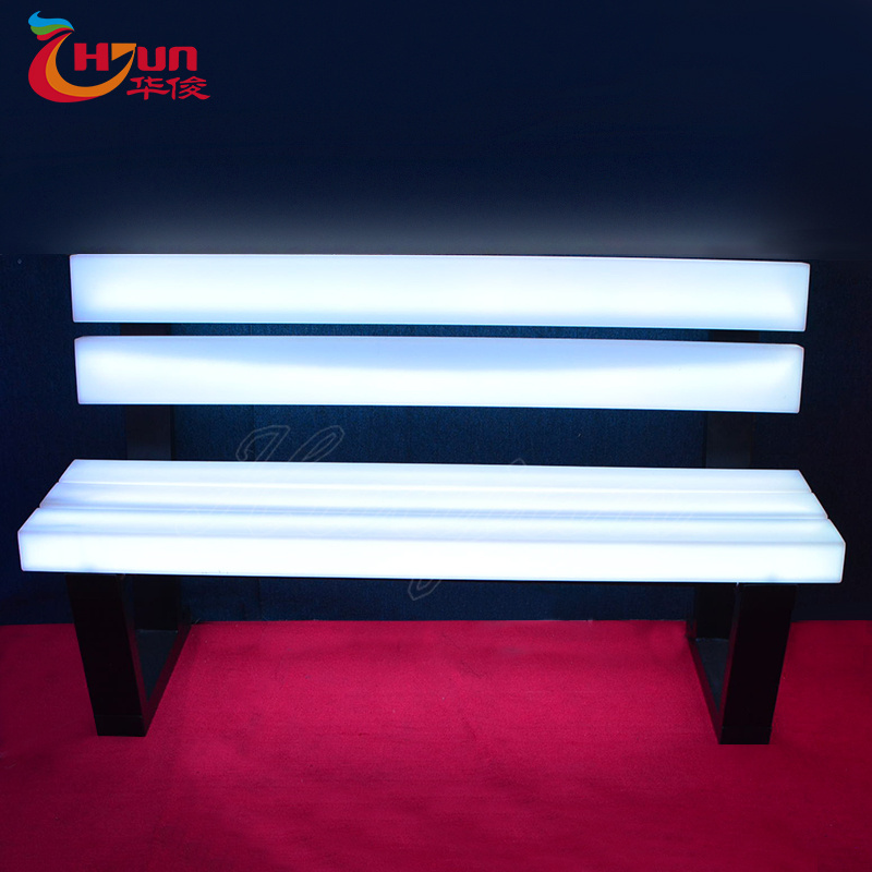 New product RGB lights cheap price Outdoor furniture plastic patio bench