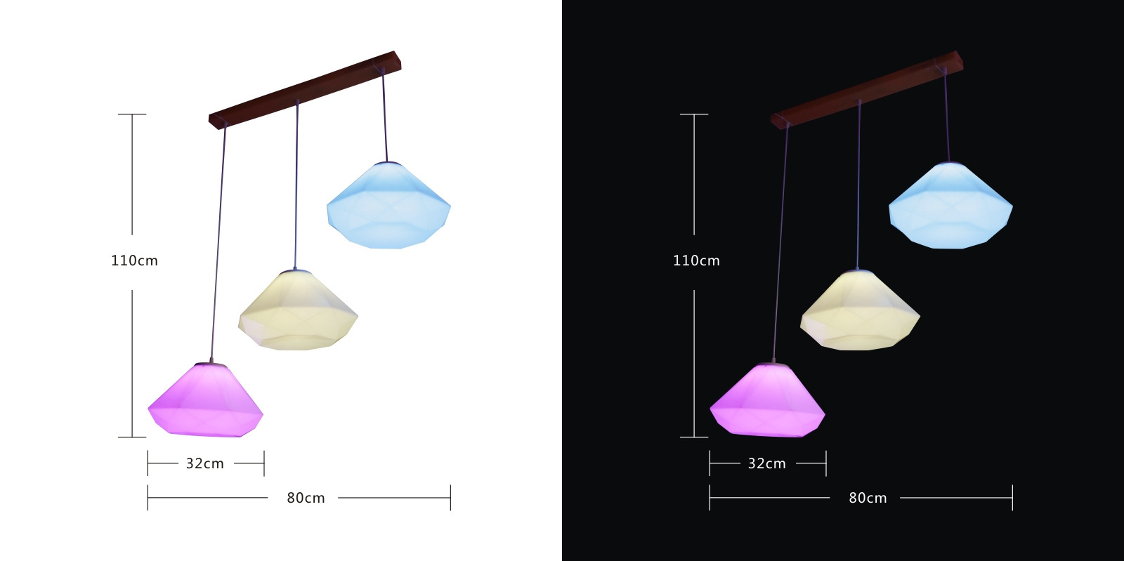 New design Diamond style Colors Changing LED Ceiling Plastic Dome Light