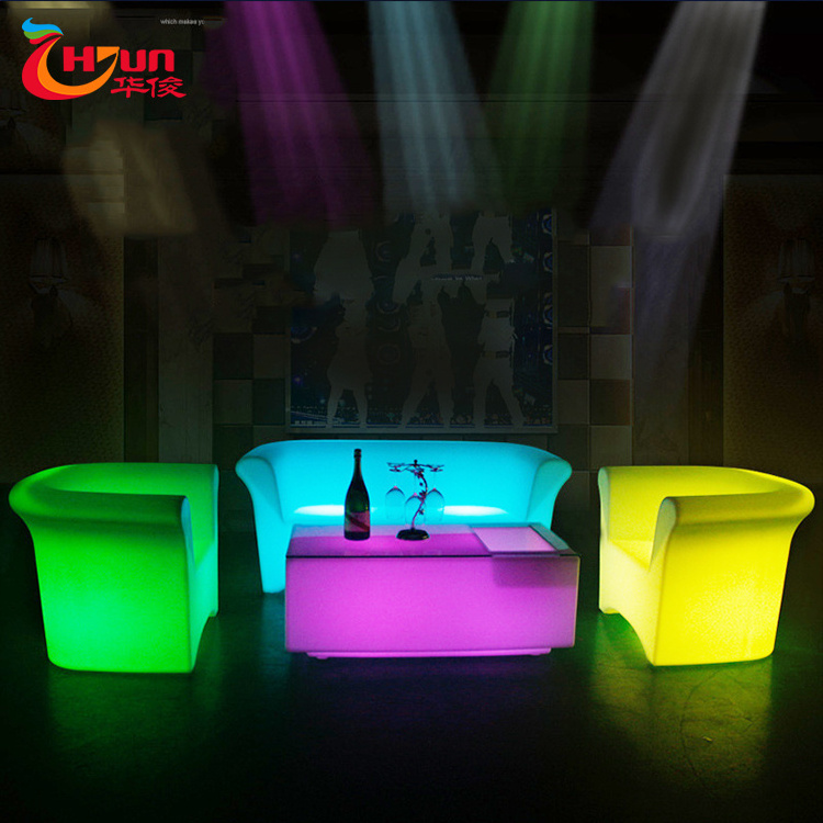 RGB color changeable waterproof plastic night club led lounge bar single sofa