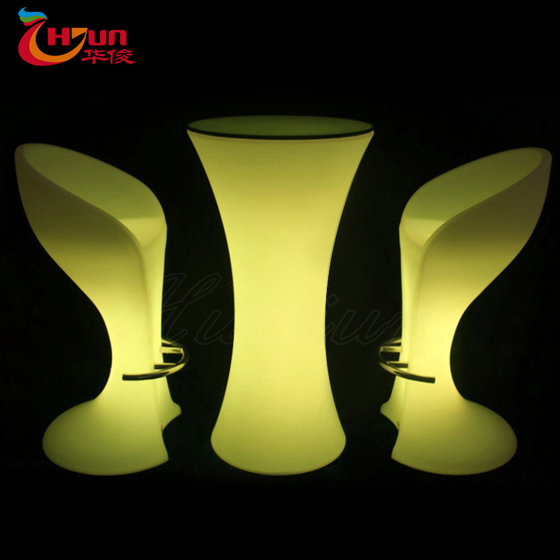 Customized-free Plastic RGB Color Bar Table and Chair Led Furniture High Top Cocktail Table for Nightclub Event