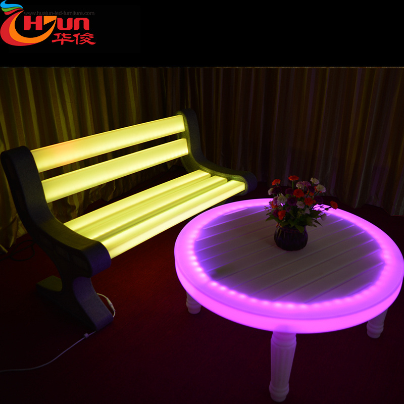 Hot Sale Led Furniture Light Outdoor Plastic Environmental Protection Illuminated Bar Tables And Chair