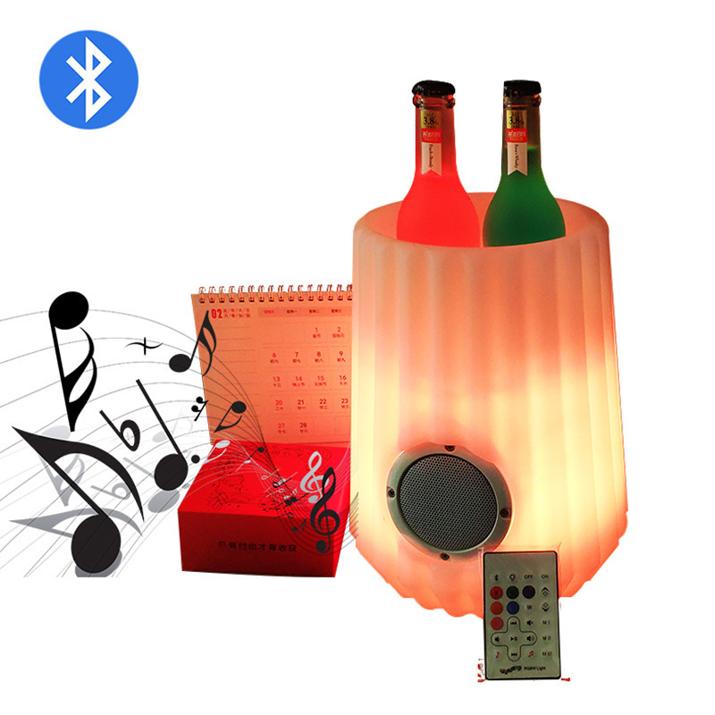 Manufacturer Champagne BT Speaker  Ice Bucket Luxury Hotel Room Pe Plastic Wine Ice Bucket With Led Light For Party