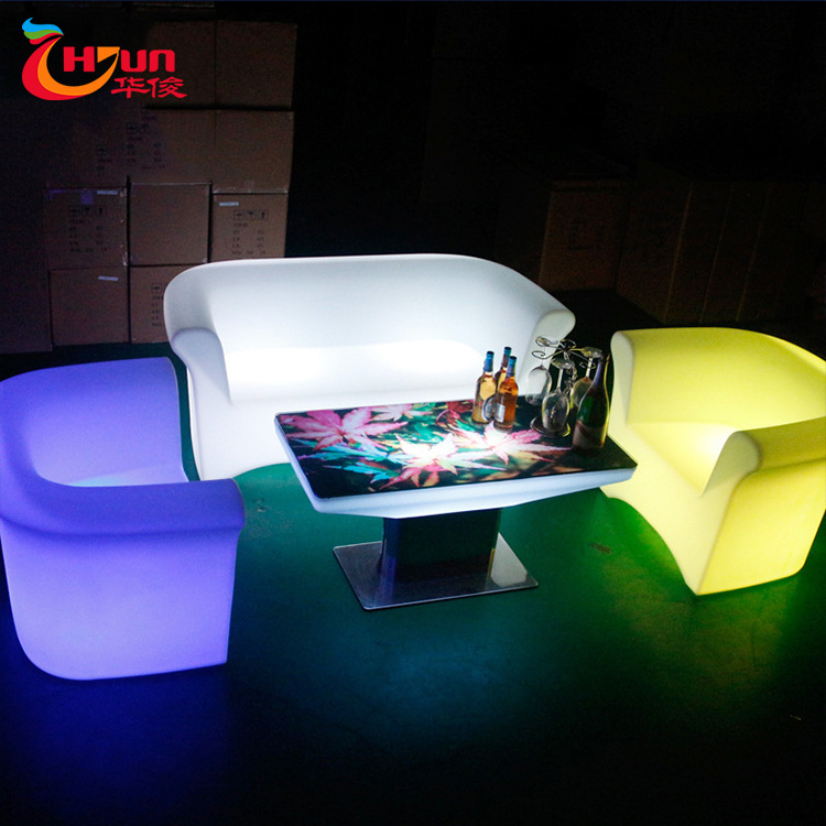 RGB color changeable waterproof plastic night club led lounge bar single sofa