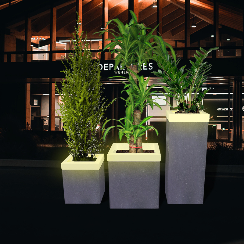 illuminated outdoor garden flower vase with waterproof material