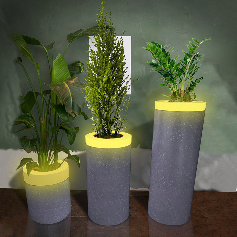 illuminated outdoor garden flower vase with waterproof material