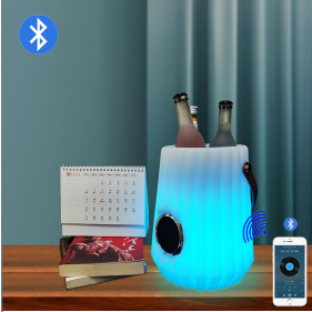 Manufacturer Champagne BT Speaker  Ice Bucket Luxury Hotel Room Pe Plastic Wine Ice Bucket With Led Light For Party