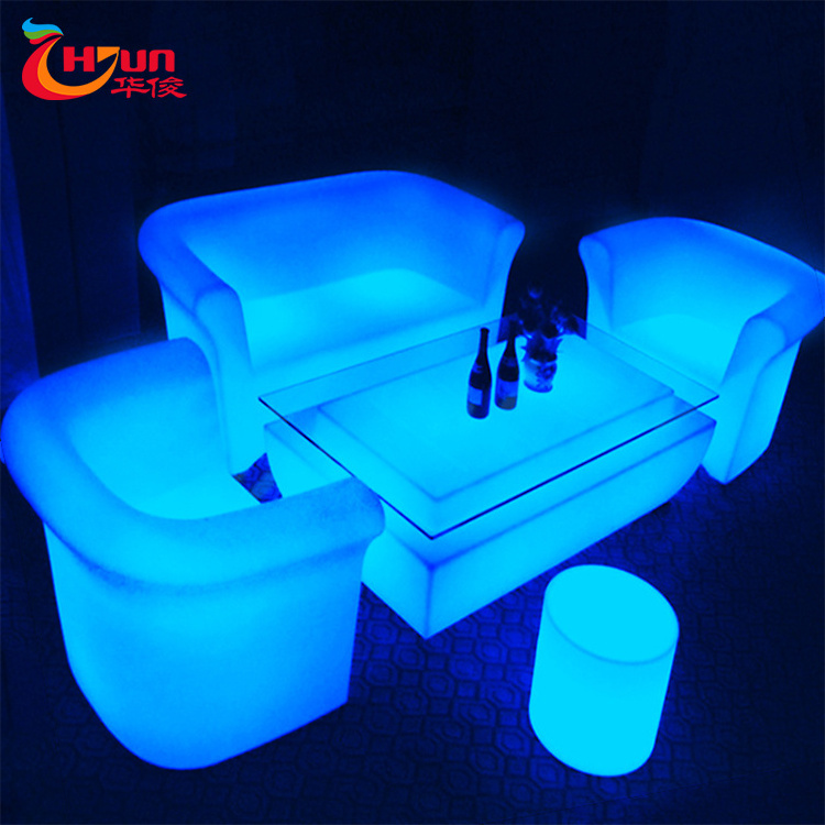 RGB color changeable waterproof plastic night club led lounge bar single sofa