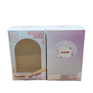 HUAZHAO Wholesale CMYK Printed Folding Box Cute Doll Packaging Toy Paper Box With Clear Pvc Window