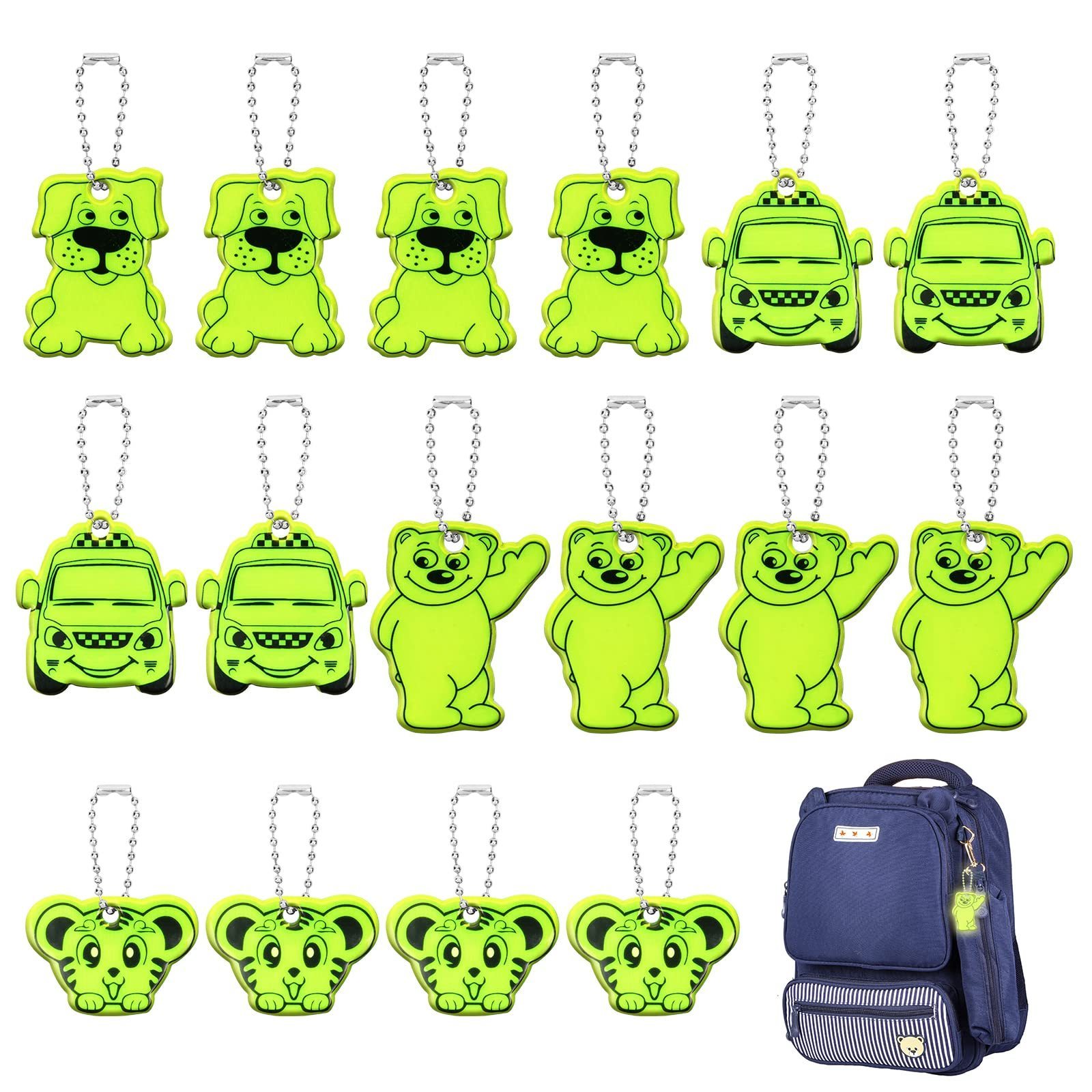 Wholesale Waterproof Child Safety Reflector Pendant Soft PVC Reflective Animal Hanger Reflector Decoration Keychain