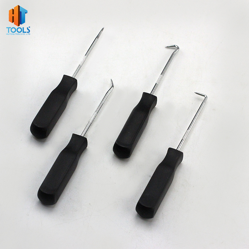 Chrome Vanadium Steel Shaft 4PC Hook Pick Set With PP Handle