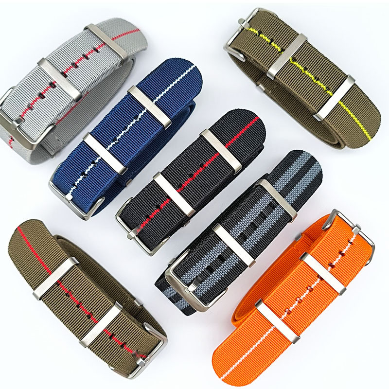 Eco-Friendly Outdoor Elastic Parachute Rope Woven Sports Watchband 18mm 20mm 22mm Ribbed Canvas Watch Bands Nylon  Watch Strap