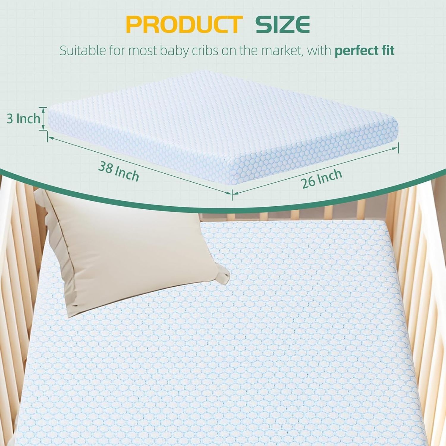 Huayuzhongwei Pack And Play Mattress,38x26 Pack N Play Mattresses,Memory Foam Pack N Play Mattress Pad With Removable