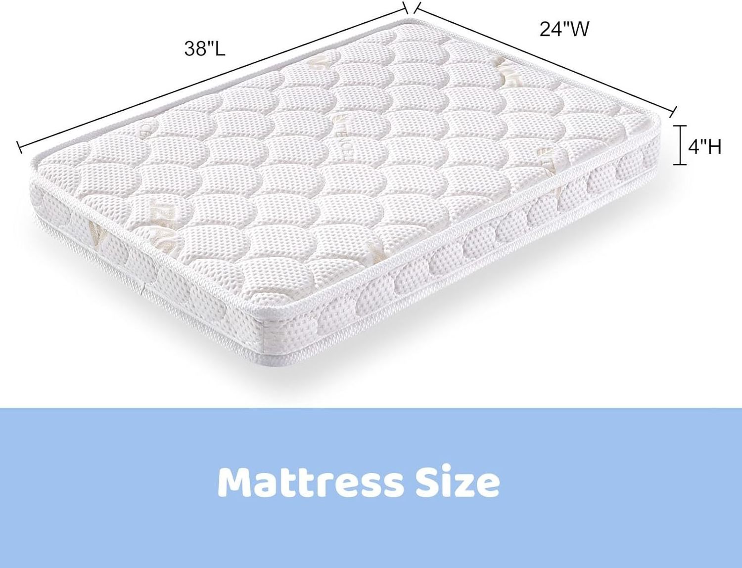 Huayuzhongwei Mini Crib Mattress - 38x24x4 Inch- Dual Sided With Firm Support And Comfort Foam- 100% Breathable,