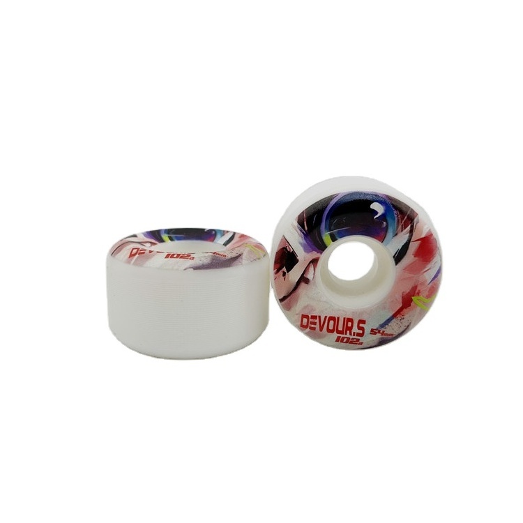 Wholesale printed skate wheels conical shape skateboard wheels with free printed samples