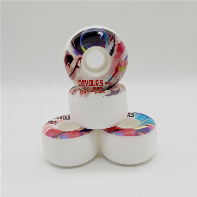 Wholesale printed skate wheels conical shape skateboard wheels with free printed samples