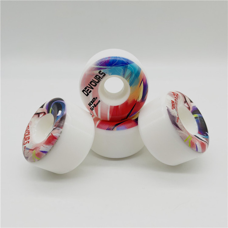 Wholesale printed skate wheels conical shape skateboard wheels with free printed samples