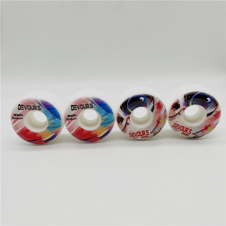 Wholesale printed skate wheels conical shape skateboard wheels with free printed samples