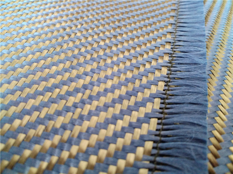 Hybrid Twill Woven Kevlars Aramid 3k Blue Carbon Fiber Fabric Cloth Blue Armaid Carbon Fiber Fabric