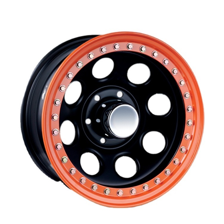 15x8 Orange Lip Beadlock Steel Car Wheels Rim 4x4 Offroad Rims