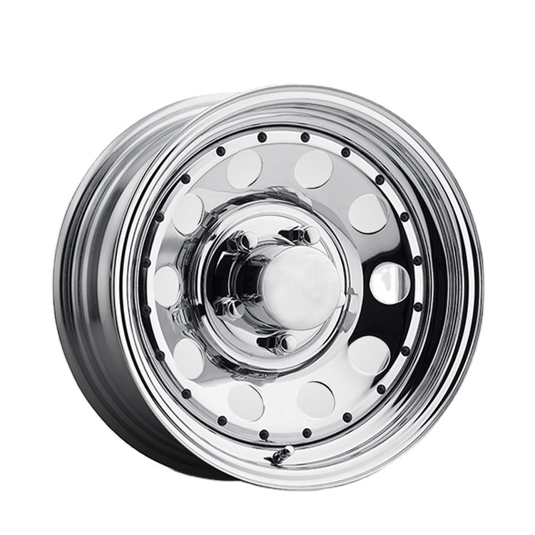 15x7 Chrome Lip Beadlock 4x4 Steel Car Wheels