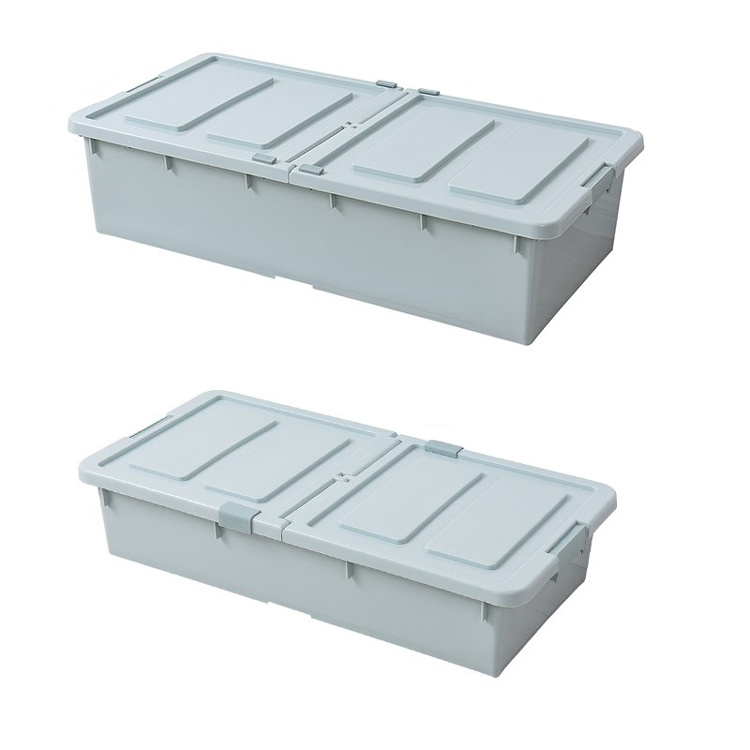 Stackable Plastic Under Bed Storage Bins With Latching Handles And Buckles