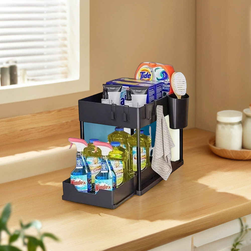 Kitchen Sliding Cabinet Organizer Under Sink Shelf Storage