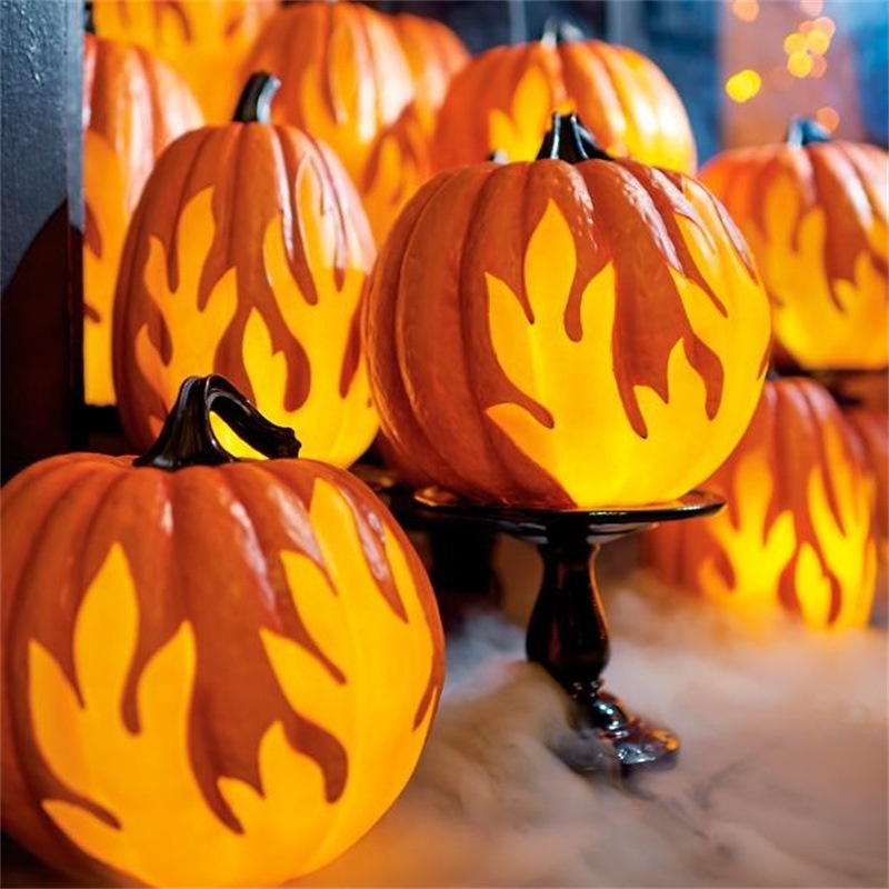 Halloween LED Flame Lighted Pumpkins Fire Light Jack-o-lantern Atmosphere Decoration