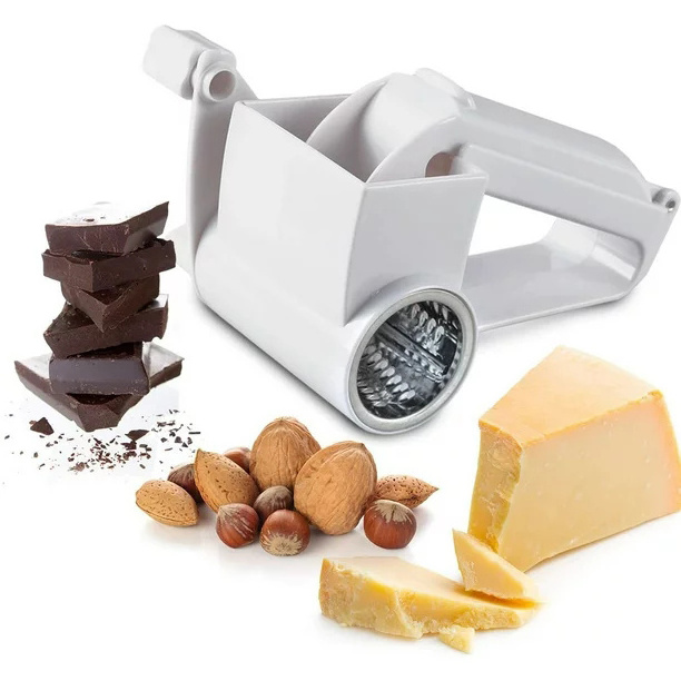 Rotary Cheese Grater Manual Handheld Cheese Grater with Stainless Steel Drum for Grating Hard Cheese Chocolate Nuts Kitchen Tool