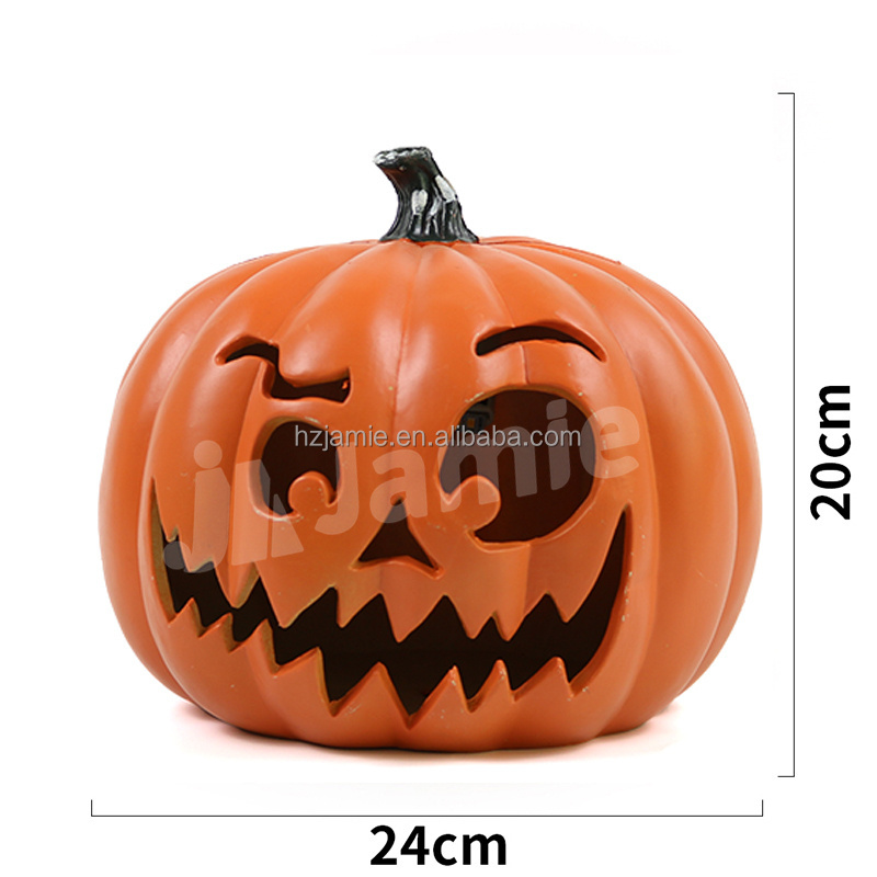 Halloween Pumpkin Light Up 3D Plastic Pumpkin Spooky Hollowed Luminous Festive Pumpkin Lantern for Home Party Decoration Orange