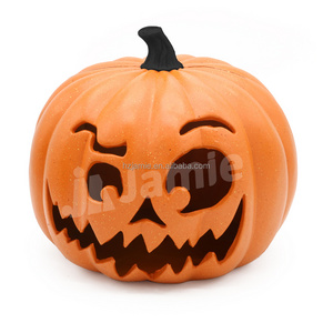 Halloween Pumpkin Light Up 3D Plastic Pumpkin Spooky Hollowed Luminous Festive Pumpkin Lantern for Home Party Decoration Orange